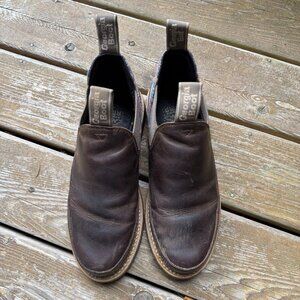 Georgia Boot Brown Leather and Blue Print Romeo Shoe GB00460 in Women's 10M